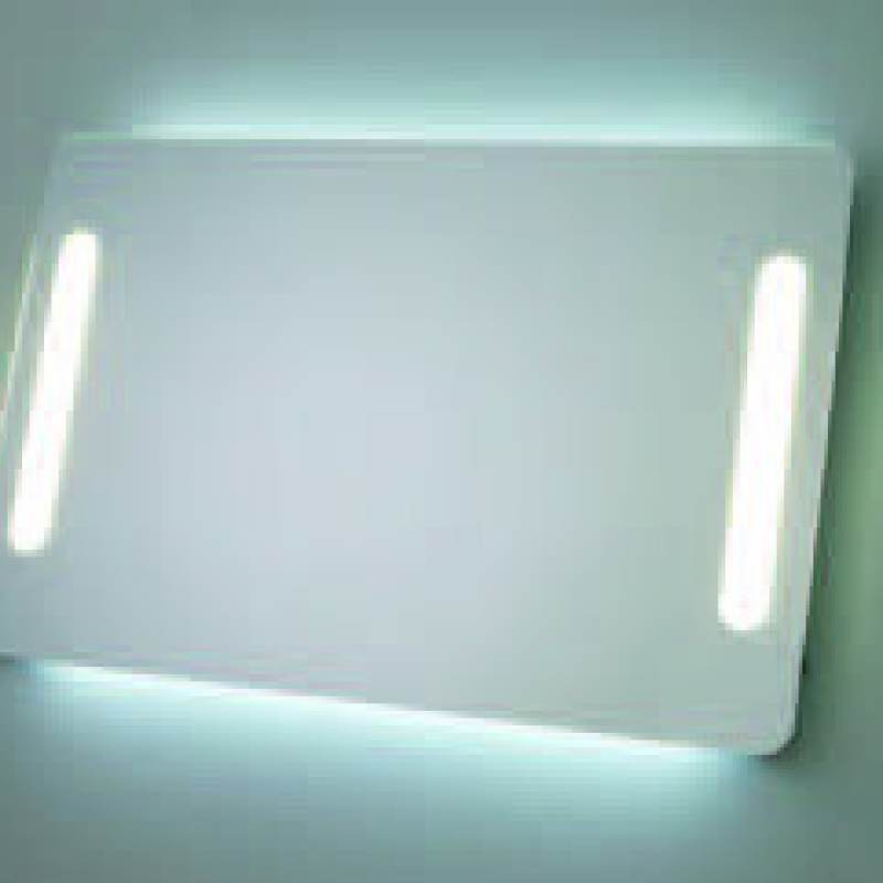 Espejo rectangular redondeado Alto 85 cms con iluminación Frontal y ambiente