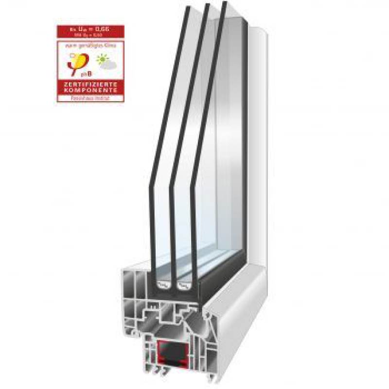 Ventana PVC. Hoja integrada. Marco 80 cm