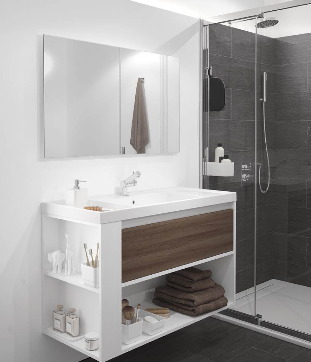 Mueble un cajon con lavabo resina un seno